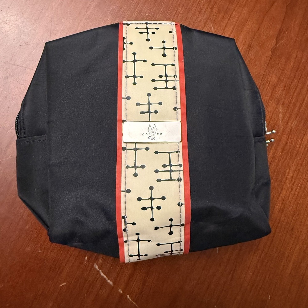 AMERICAN AIRLINES Mid-Century EAMES Black Dot Pattern Travel Amenity Bag